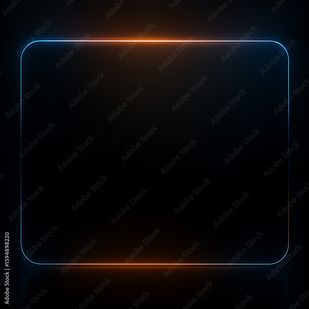 Poster glowing rectangle frame with vibrant blue and orange gradient, creating a futuristic and modern abst