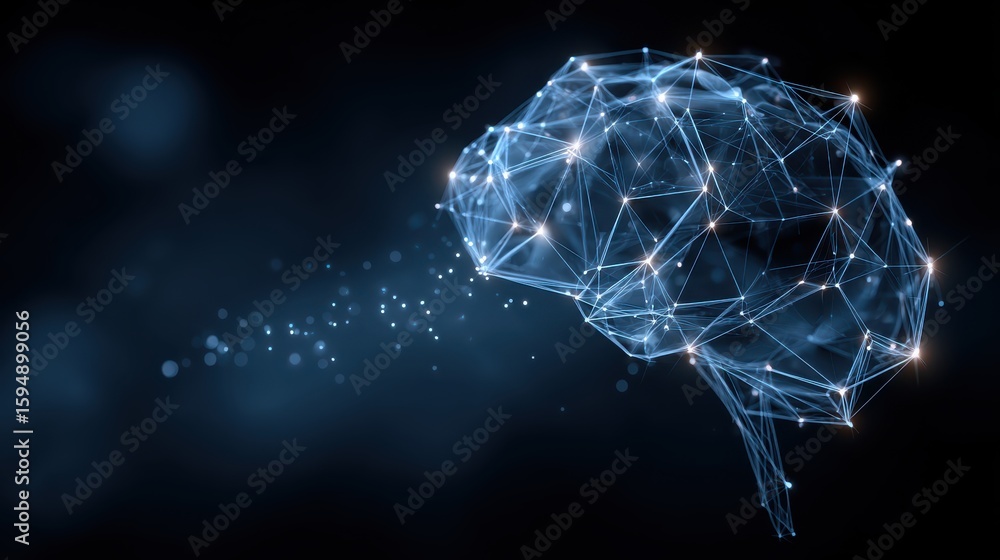 Poster innovative ai brain chip glowing with connected data lines digital realm technology showcase futuris