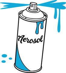 An isolated blue spray paint can vector illustration