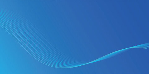bstract blue long vector banner. Wavy minimal trendy background
