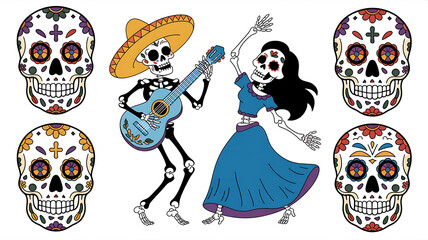 Día de los Muertos Celebration, Honoring Our Ancestors, Remembering Loved Ones, Eternal Memories, Spirit of the Dead, The Day of the Dead, Fiesta de los Muertos, Love Never Dies, In Memory of Them, Al