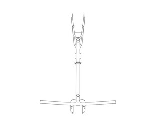A Wireframe Depiction of a bicycle frame, presented as a Technical Drawing. This Simple Line Art provides an Outline Illustration of the bike's structure, rendered in Monochrome for a clean, classic