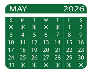 May 2026 Bright Calendar. Modern Minimal Design.