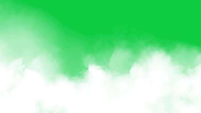 fluffy clouds moving isolated on green background animation, nature weather puffy cloud social media motion design element	