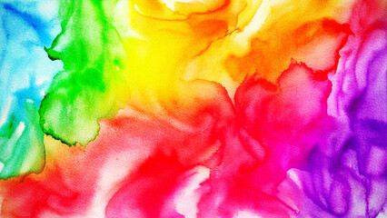 Vibrant watercolor wash background for creative projects. Offers artistic texture and colorful blending. Ideal for web, print, and marketing designs.