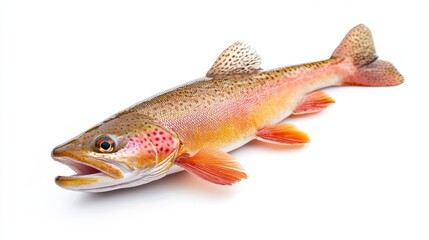 Naklejka premium Fresh, whole trout fish isolated on white background.