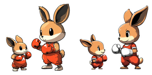Cartoon rabbit family in festive outfits isolated on transparent PNG image perfect for Easter-themed designs or cute family illustrations
