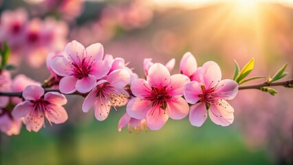 Obraz premium Blossoming pink flowers with a soft, warm background. , spring blossom
