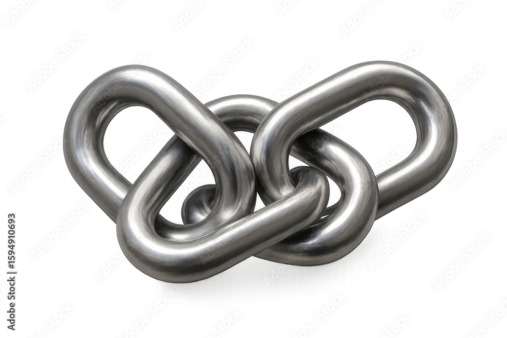 Poster strong metal chain links interlocked together, creating a secure and unbreakable bond, isolated on a