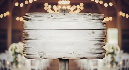 Rustic Wooden Sign at Wedding Reception