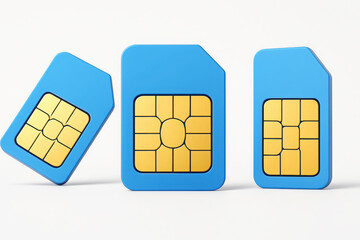 Blue sim cards with gold chips mobile technology