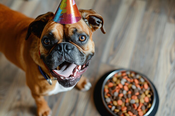 Happy Dog Celebrating Birthday