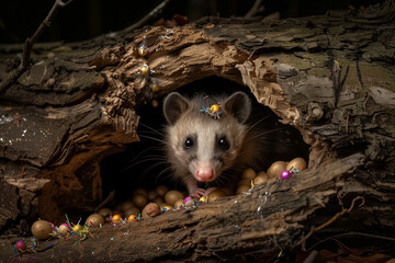 Cute Ferret in Natural Hideaway