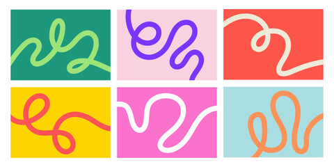 Set of playful abstract line backgrounds