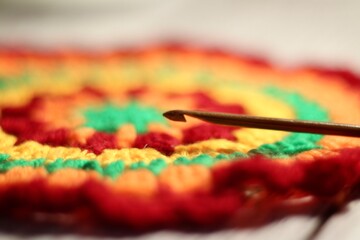 Crocheted mandala multicolor handmade thing photo craft handiwork crocheted doily	
