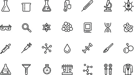 Obraz premium Collection of science and laboratory equipment icons silhouette