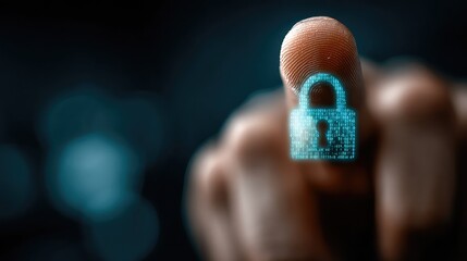 Cybersecurity interface features digital padlock and data stream, representing secure access, identity protection, and encrypted business communication.