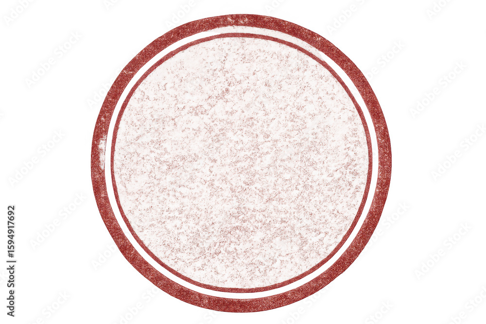 Poster red double circular border framing white textured space, providing clean graphic element with transp