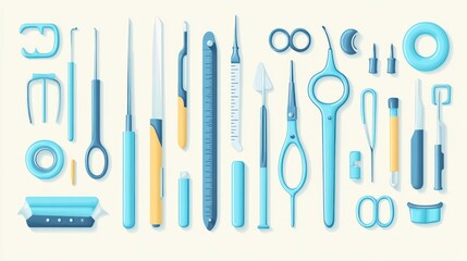 Collection of assorted tools and instruments.  Flat design.  Stock photo