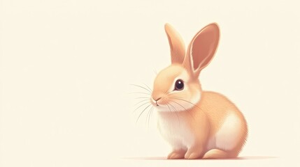 Obraz premium Cute cartoon rabbit, pastel colors, light background, digital art, children's book illustration