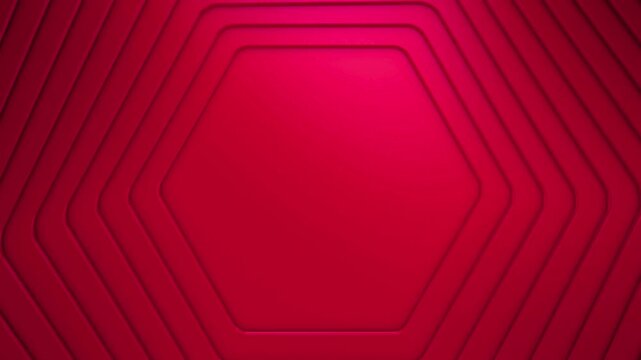 Abstract Red Hexagonal Pattern With Geometric 3D Layers