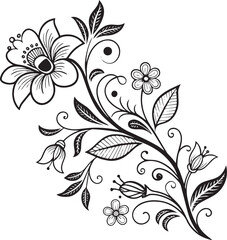 Elegant Floral Ornament Silhouette Vector – Decorative Vintage Flower Design for Crafts & Decor