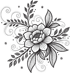 Elegant Floral Ornament Silhouette Vector – Decorative Vintage Flower Design for Crafts & Decor