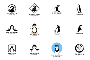 Cute penguin logo design collections. Penguin logo set