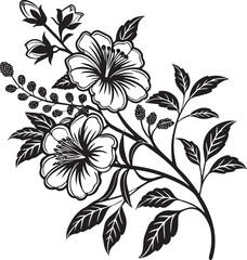 Elegant Floral Ornament Silhouette Vector – Decorative Vintage Flower Design for Crafts & Decor
