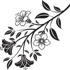 Elegant Floral Ornament Silhouette Vector – Decorative Vintage Flower Design for Crafts & Decor