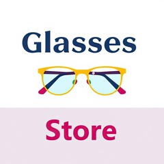 Colorful Glasses Icon: A bright, modern icon of eyeglasses with multi-colored lenses, ideal for optical shops, children's eyewear brands, or fashion accessory promotions.