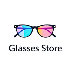 Colorful Glasses Icon: A bright, modern icon of eyeglasses with multi-colored lenses, ideal for optical shops, children's eyewear brands, or fashion accessory promotions.