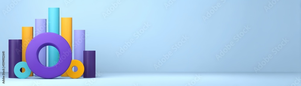 Poster colorful geometric shapes with soft background for design use