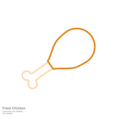 Flat Fried Chicken Drumstick Icon