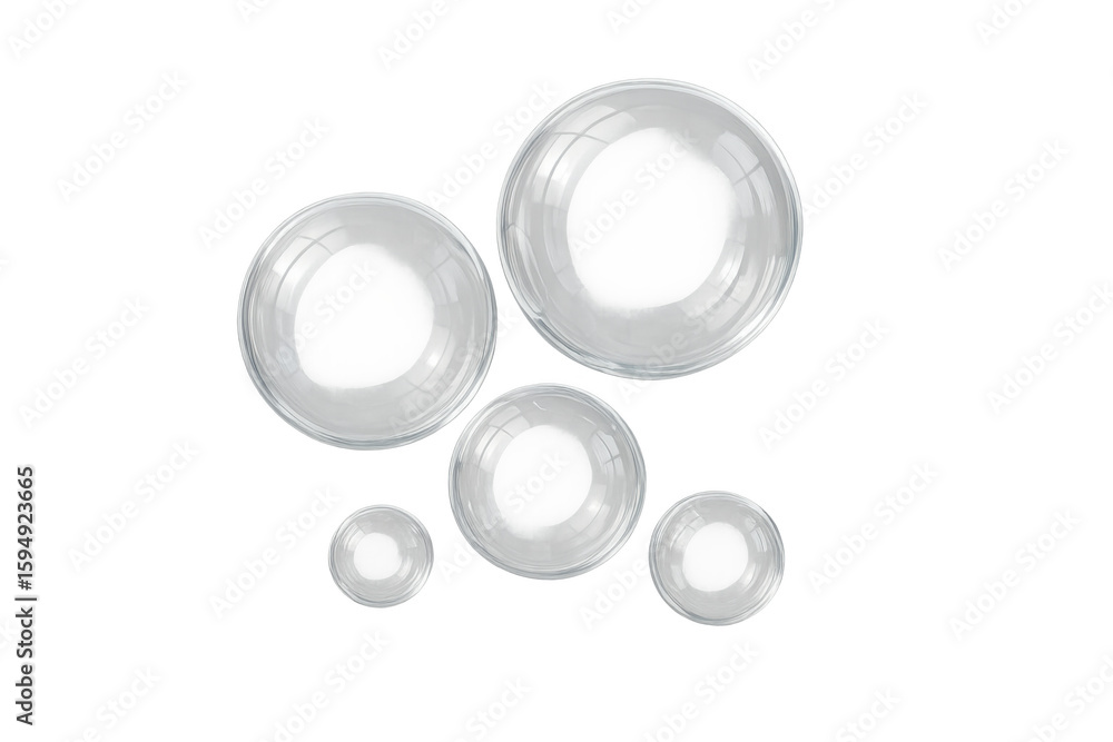 Poster realistic soap bubbles with transparent background, perfect for compositing and adding a touch of ma