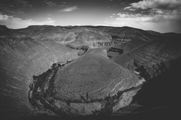 Black and white of Morocco horseshoe bend