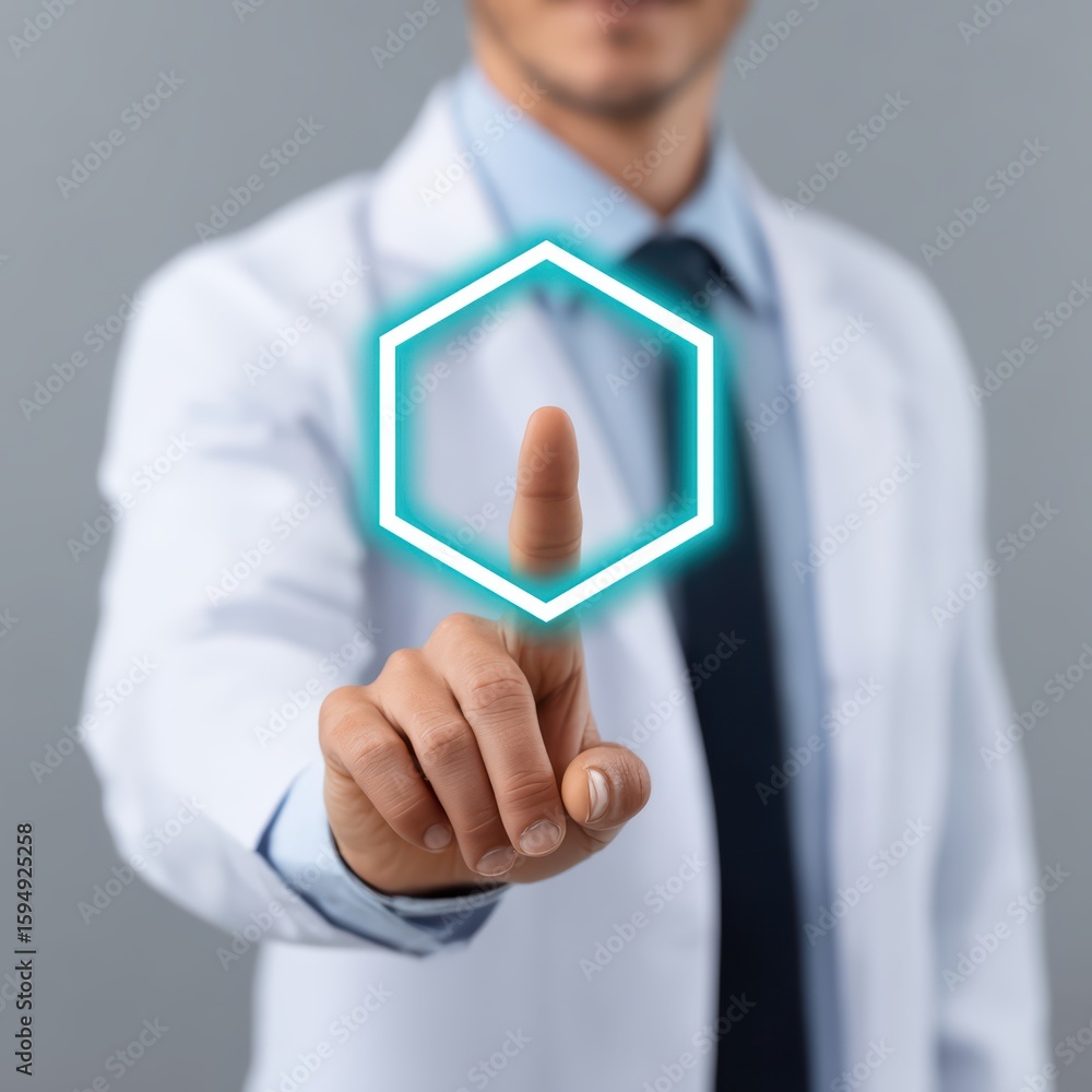 Aufkleber doctor using touchscreen interface with hexagon shape design