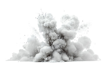 White gray dust powder explosion transparent PNG. cut out 