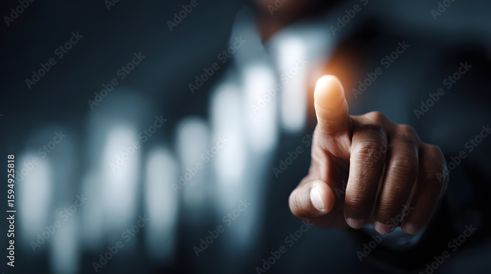Poster business consultant pointing at performance graph in mentor setting