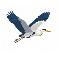 Obraz premium Heron flying low 3d cartoon character on white background 