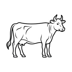 Simple line drawing of a standing dairy cow