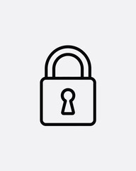 Simple outline icon of a closed padlock