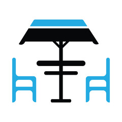 chair, table, umbrella, cafe terrace icon