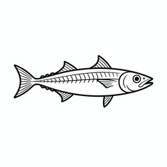 Fototapeta premium Simple line drawing of a mackerel fish