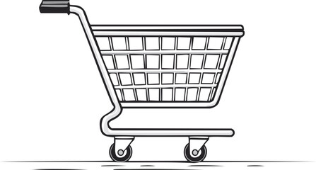 Shopping Cart Outline Icon Vector Illustration.e-business, checkout, commerce, graphic, minimalist, online, outline, purchase, retail, sale, shop, website, consumer, market, shopping, simple, store, 