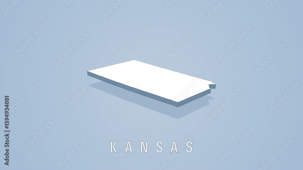 Poster rotating kansas map animation on solid background