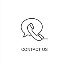 Vector art of contact us icon with speech bubble and phone