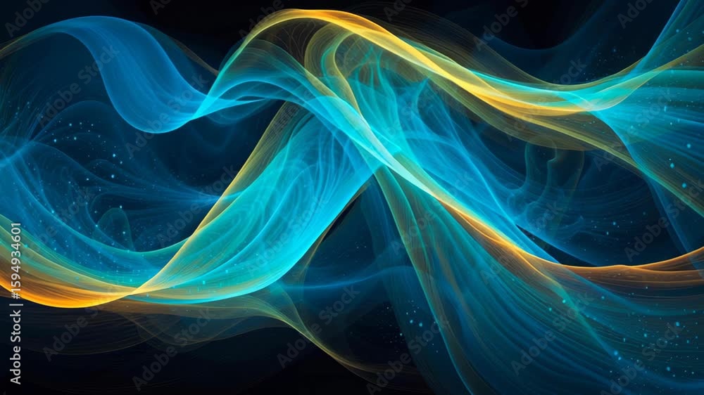 Aufkleber a dynamic wave-like pattern composed of numerous blue and purple small particles waving in motion