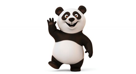 Naklejka premium Cartoon panda waving