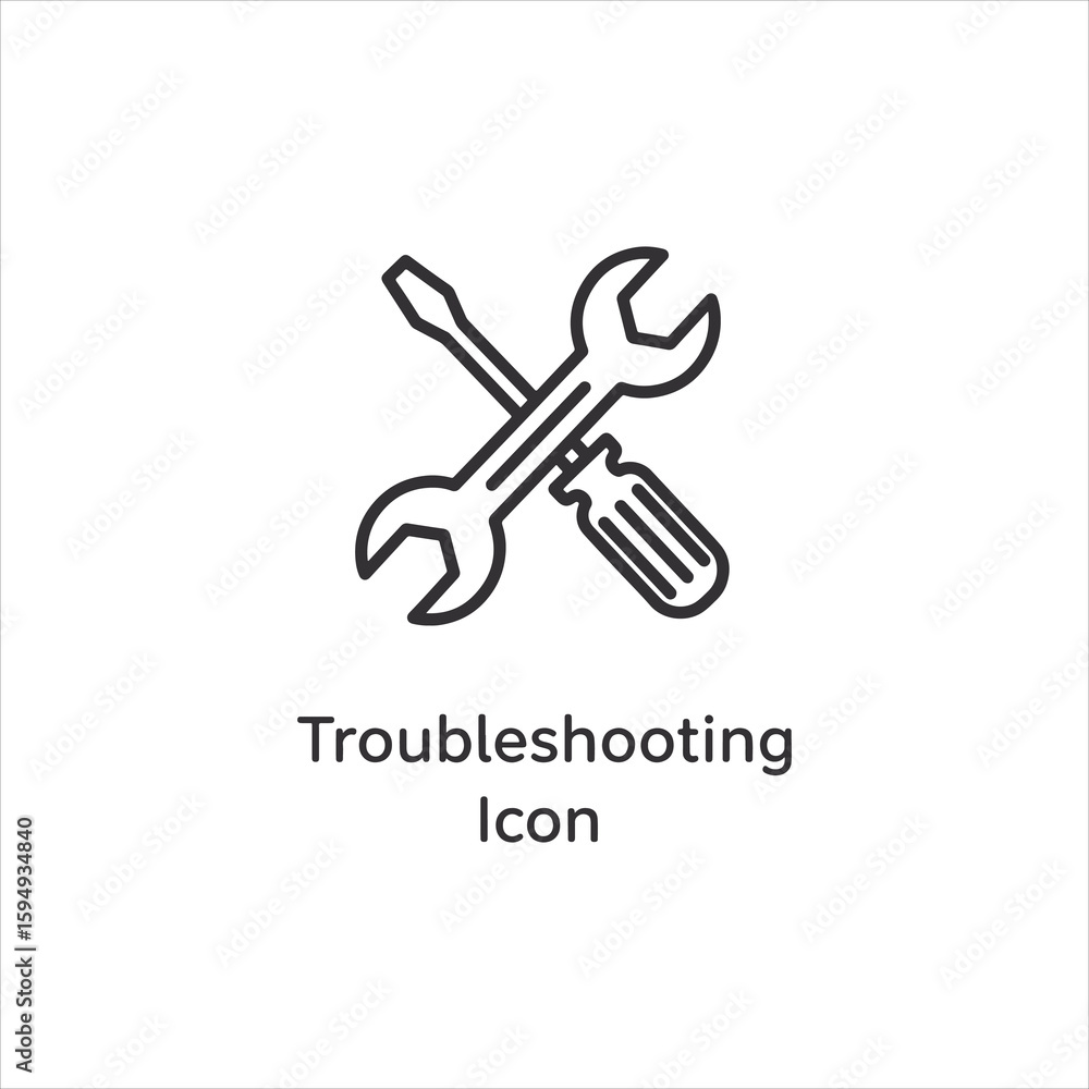 Aufkleber vector art of troubleshooting icon with tools isolated on white background